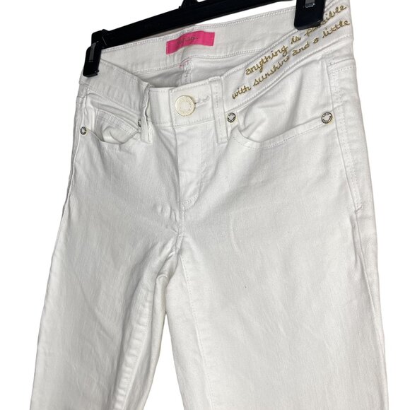 Lilly Pulitzer South Ocean Crop Skinny Jean In Resort White - Raw‎ Hem - Picture 3 of 16